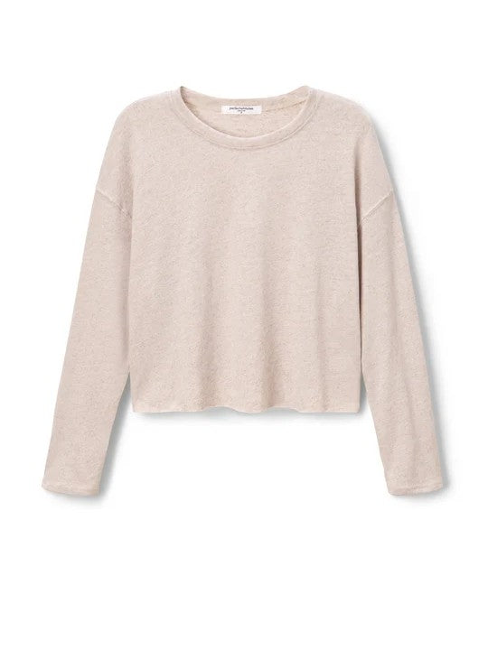 Millie - linen blend long sleeve shirt - Oatmeal - Perfect White Tee