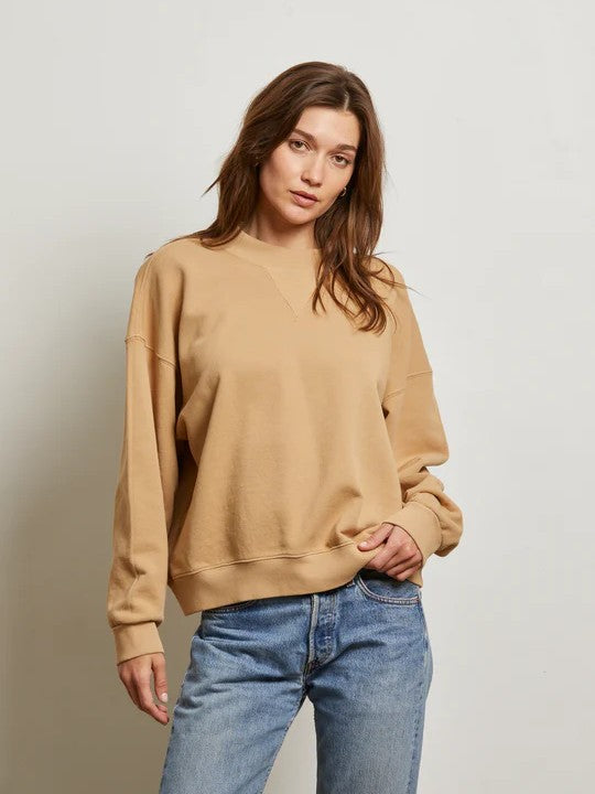 blake french terry oversized crew sweatshirt - Suede - Perfect White Tee