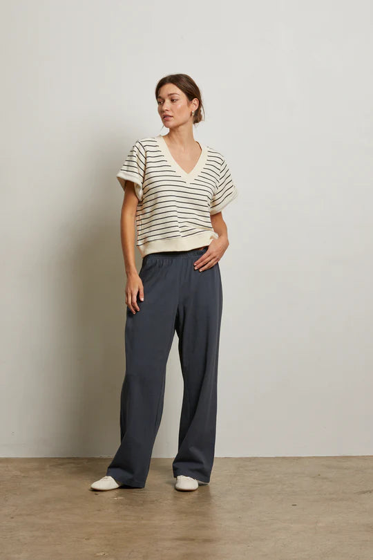 briggs stripe french terry short sleeve crew sweatshirt - Perfect White Tee