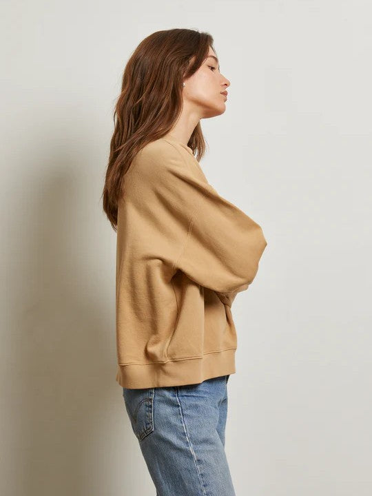 blake french terry oversized crew sweatshirt - Suede - Perfect White Tee