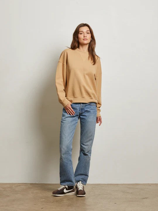 blake french terry oversized crew sweatshirt - Suede - Perfect White Tee