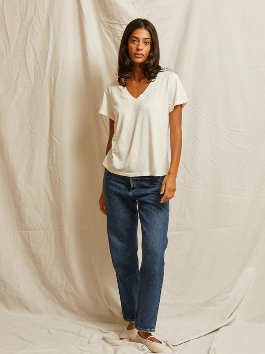 Hendrix v neck - Bright Ivory - Perfect White Tee