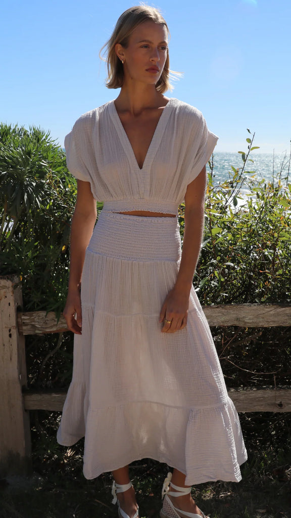 Smocked Maxi Skirt Gauze - Birch / Felicite Apparel