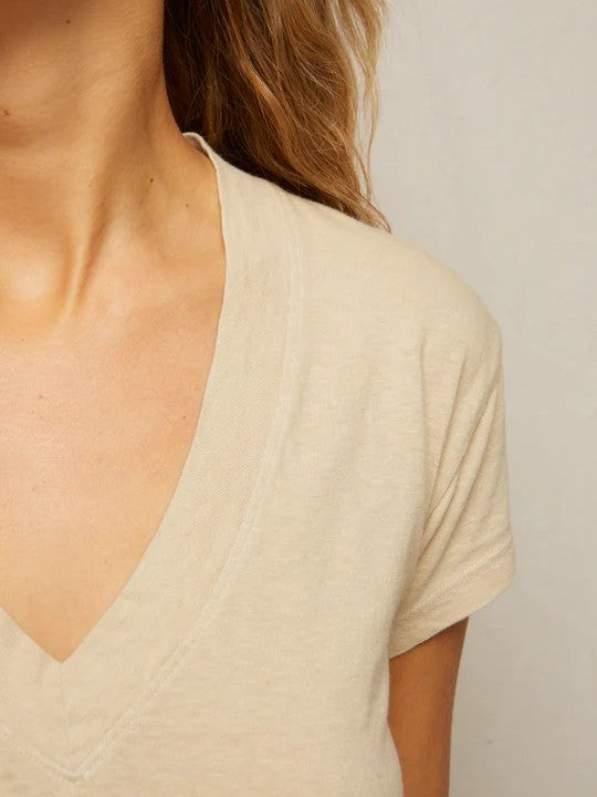 Alanis V Neck Tshirt - Putty - Perfect White Tee