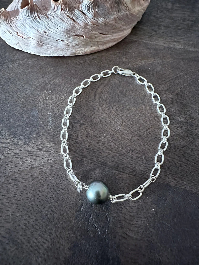 Tide & Tied Tahitian Pearl Linked Silver Bracelet