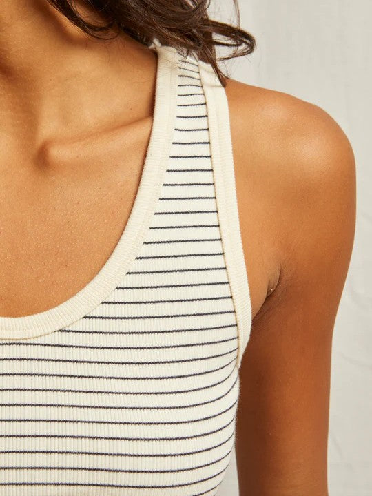 Blondie Tank - Striped Navy - Perfect White Tee