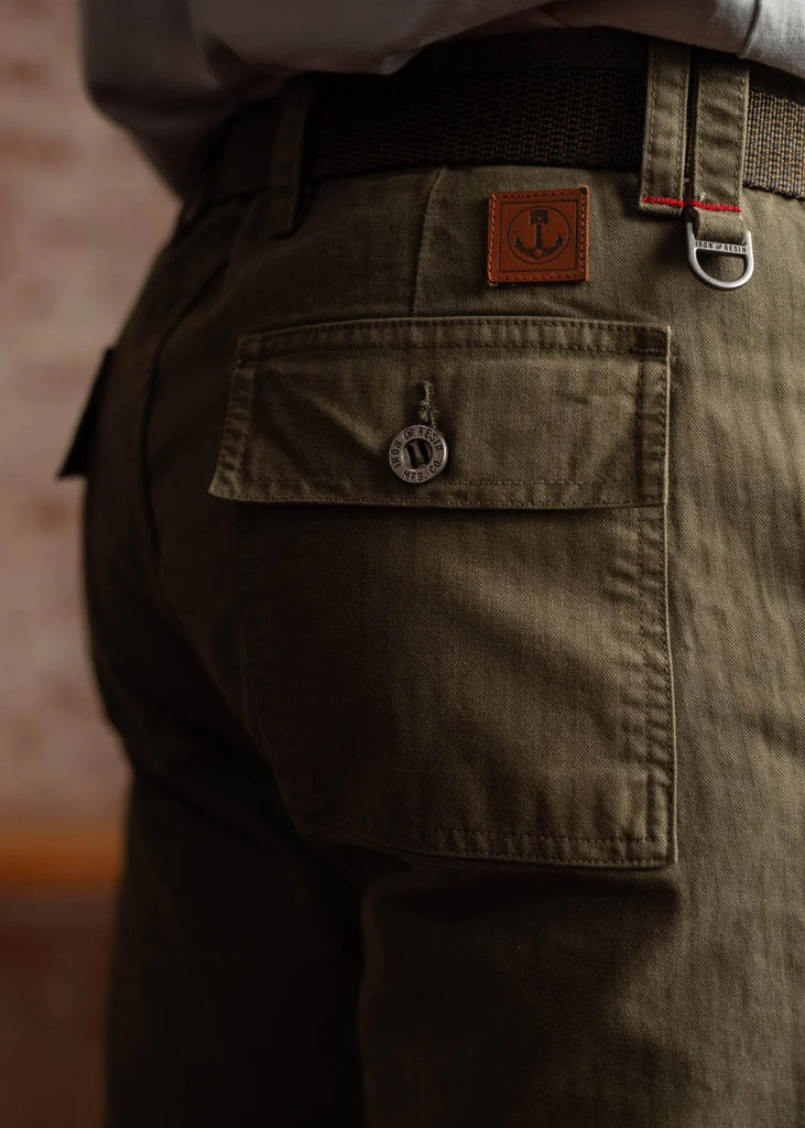 Herringbone Brigade Pant  - Army Green -  Iron and Resin