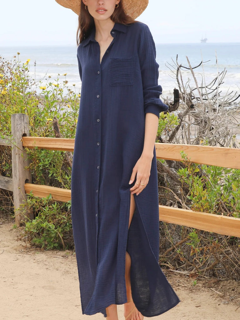 Boyfriend Maxi Dress Gauze - Navy / Felicite Apparel