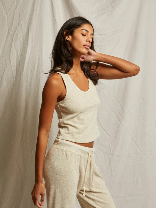 cruise loop terry tank - oatmeal -  Perfect White Tee