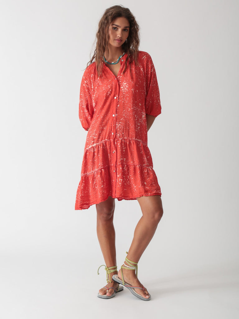 Clarissa Dress - Red Spray - Electric Rose