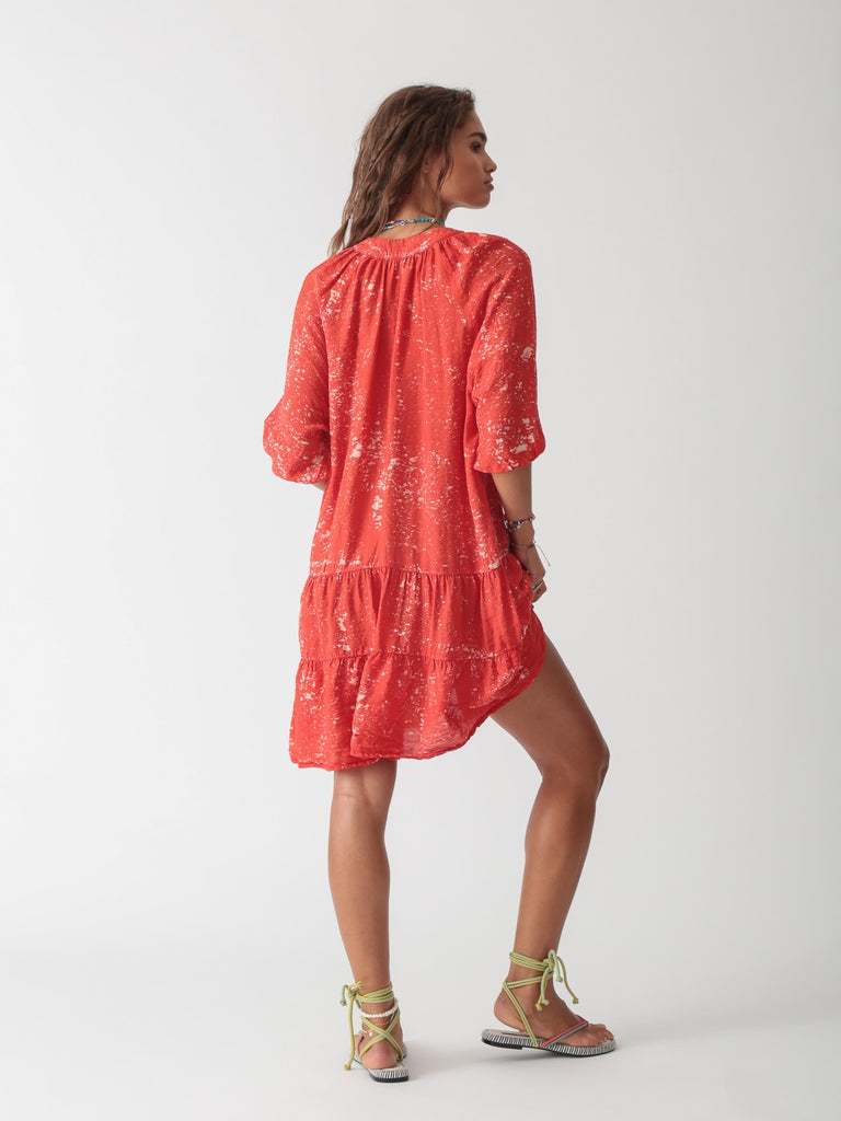 Clarissa Dress - Red Spray - Electric Rose