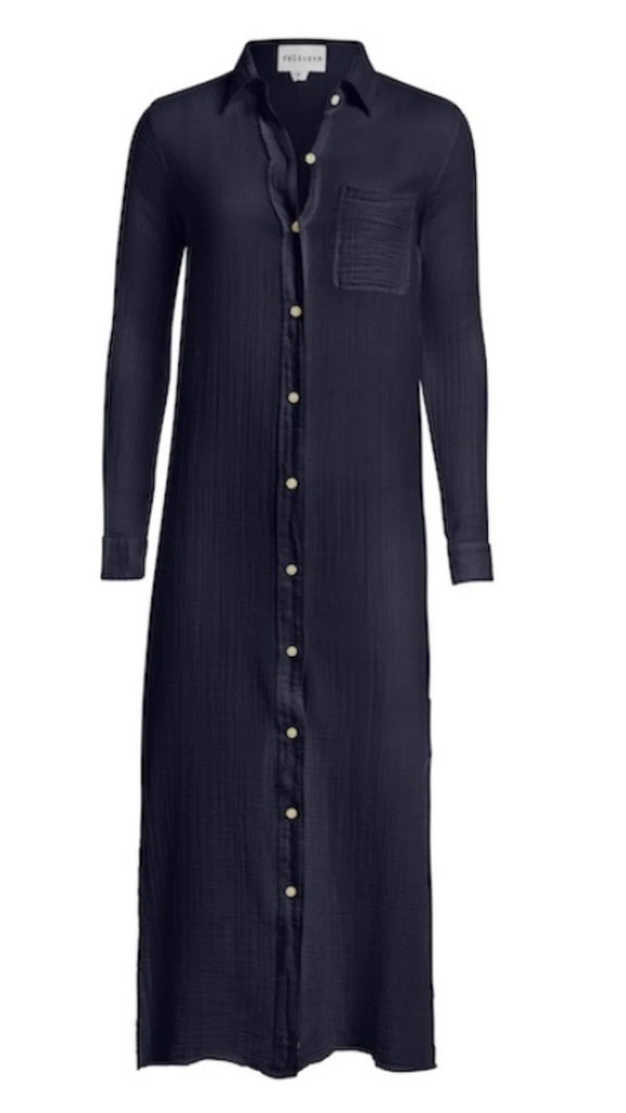 Boyfriend Maxi Dress Gauze - Navy / Felicite Apparel