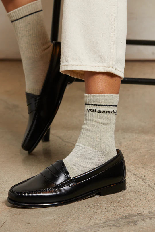 You are Perfect Socks - Heather Gray - Perfect White Tee