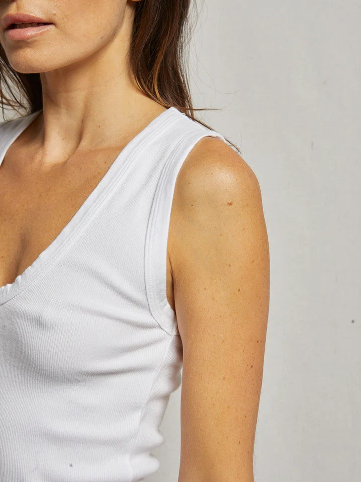 Jordan Ribbed U Neck Tank - White - Perfect White Tee