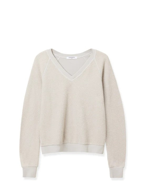 Zuri reverse fleece vneck raglan sweatshirt - Silver - Perfect White Tee