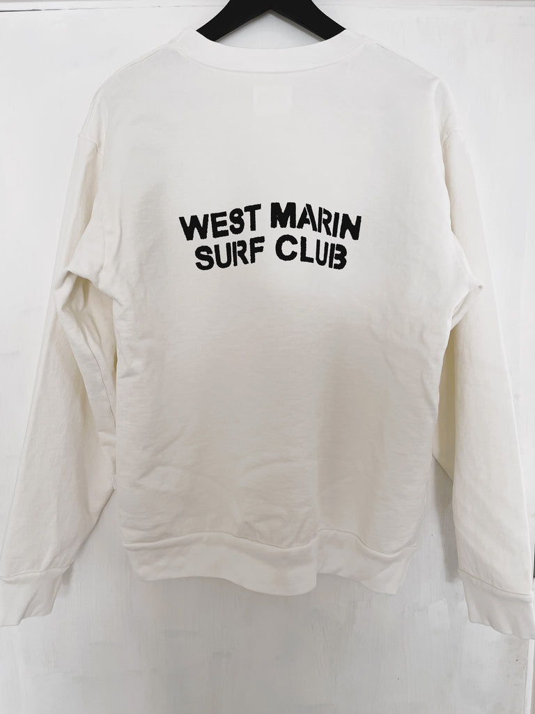 Heavy French Terry Crewneck Sweatshirt - White WEST MARIN SURF CLUB / OCN Culture
